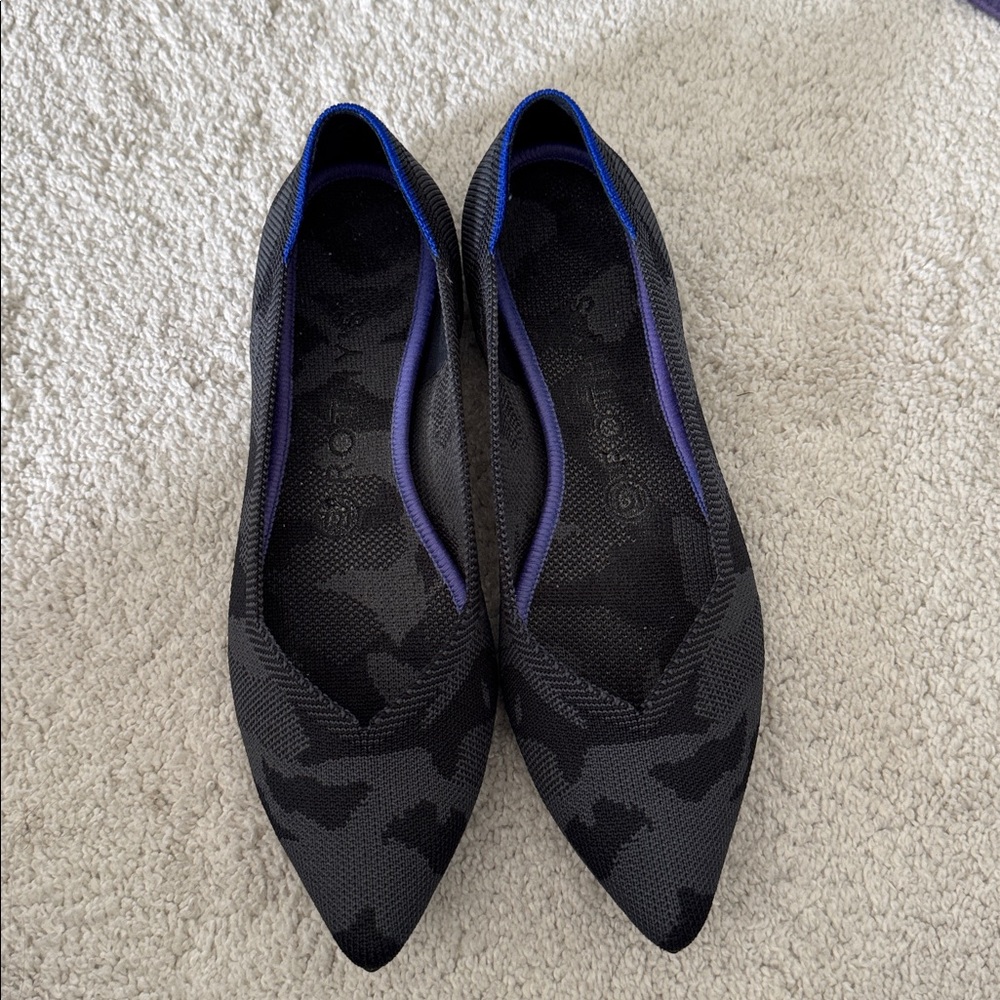 Rothy’s Black and Blue Camouflage Flats women’s 8